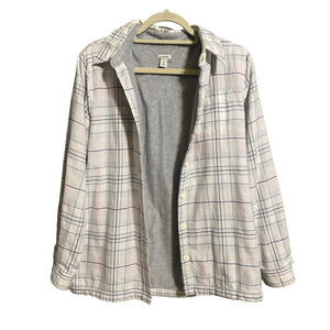LL Bean Flannel Fleece Lined Plaid Shirt Womens Medium Cozy Warm Gorpcore Jacket